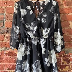 11. Black floral keyhole back romper